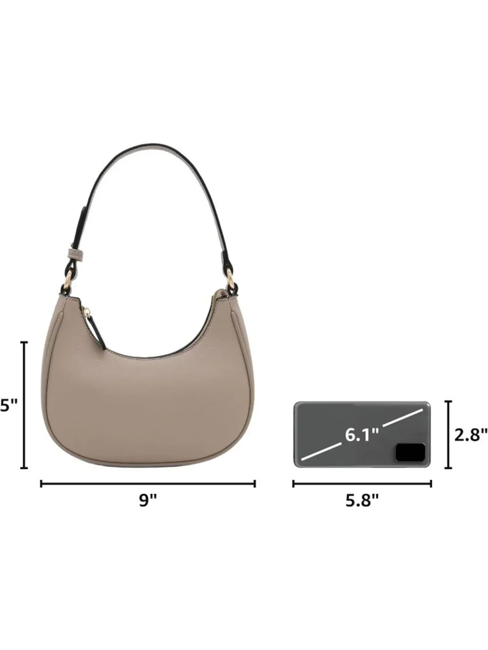 Women Travertine Small Crescent For Trendy Underarm Purse Zipper Shoulder Bag